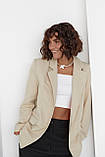 Жіночий піджак із кольоровою підкладкою бежевий, фото 10