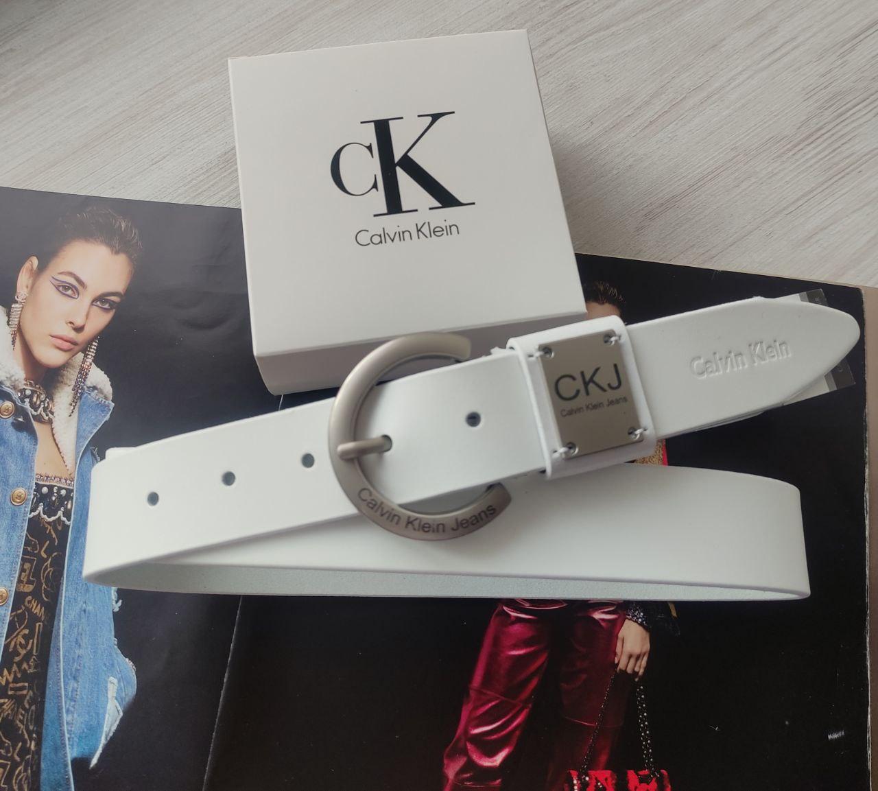 Жіночий білий шкіряний ремінь Calvin Klein, фото 1