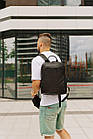 Шкіряний рюкзак чорний чоловічий жіночий міський Портфель для ноутбука повсякденний, фото 3