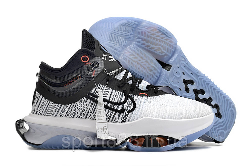 Розмір Eu42.5 Nike Zoom GT Jump 2 White Black чоловічі високі баскетбольні кросівки, фото 1