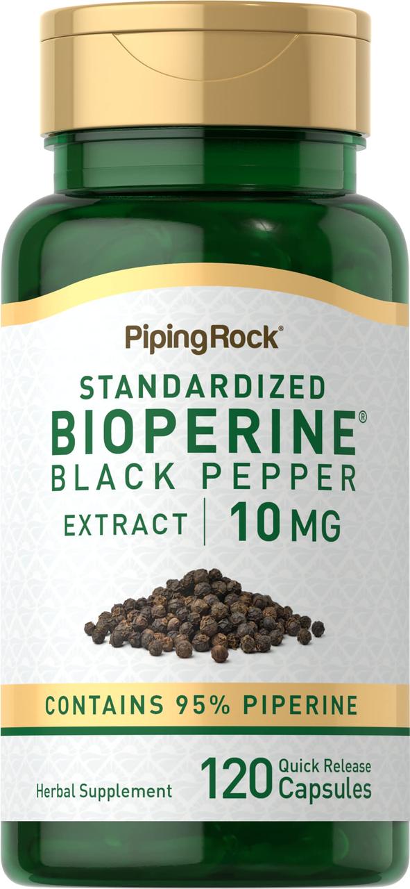 Біоперин Piping Rock BioPerine Black Pepper Extract, 10 mg, 120 Quick Release Capsules, фото 1