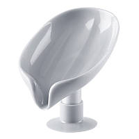 Мильниця для ванної або кухні у формі листа зі зливом води у формі пелюстки на присосці