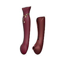 Смартвібратор 3в1 Zalo — Queen Set Wine Red, пульсівна перлина та вакуум, кристал Swarovski - SO6662