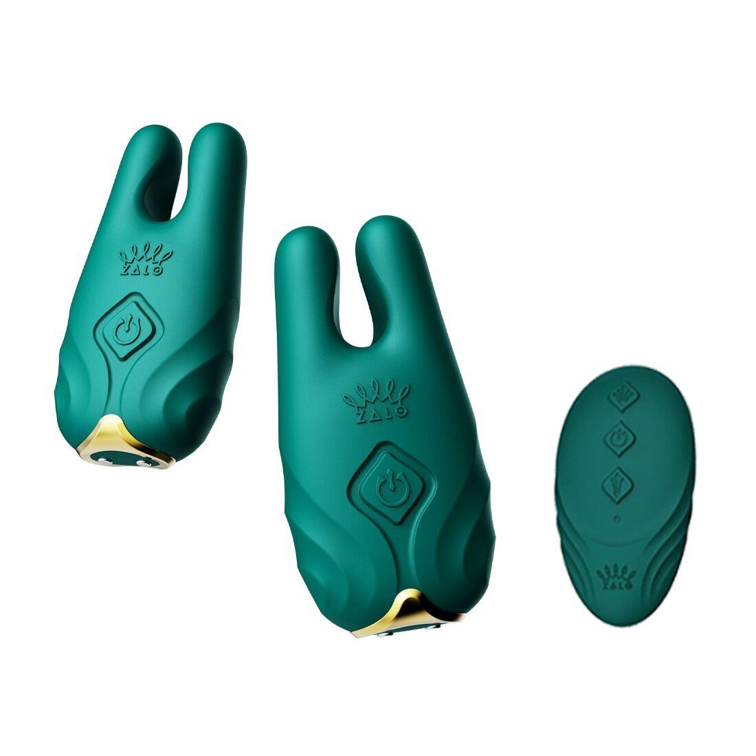 Смарт-вібратор для грудей Zalo - Nave Turquoise Green, пульт ДК, робота через додаток - SO7488, фото 1