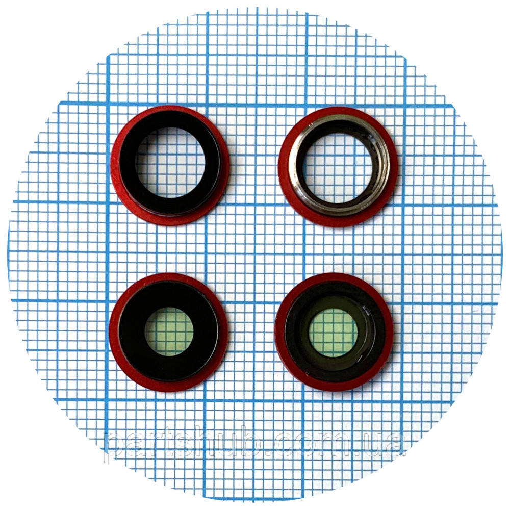 Скло камери Apple iPhone 12, iPhone 12 Mini (з червоним кільцем - 2 шт), фото 1