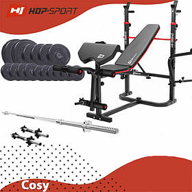 Набір для домашнього використання Elitum Titan 68 кг диски, грифи та лави Hop-Sport 1065 PRO