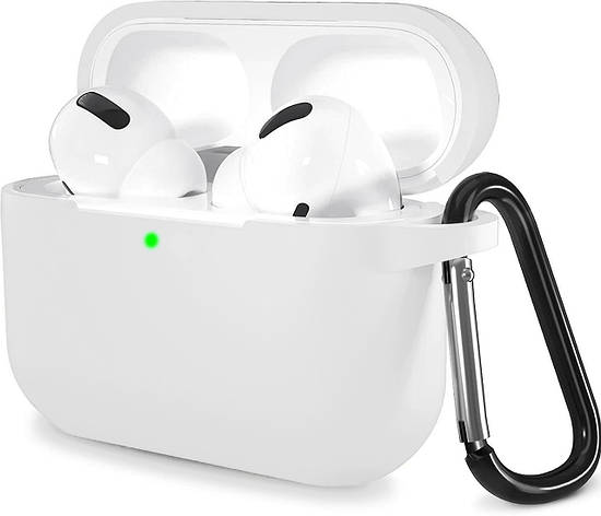 Чохол з Soft-Touch і мікрофіброю для Airpods Pro (+ карабін) White, фото 1
