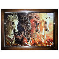 Картина "Лошади" из янтаря 20х30