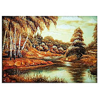 Картина "Осень в лесу" из янтаря 20х30