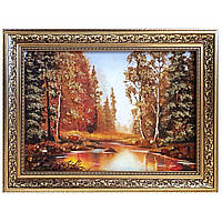 Картина "Осенняя природа" из янтаря 20х30