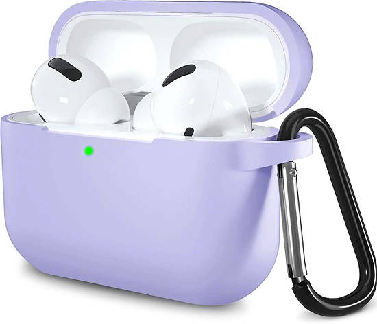 Чохол з Soft-Touch і мікрофіброю для Airpods Pro (+ карабін) Lavender, фото 1