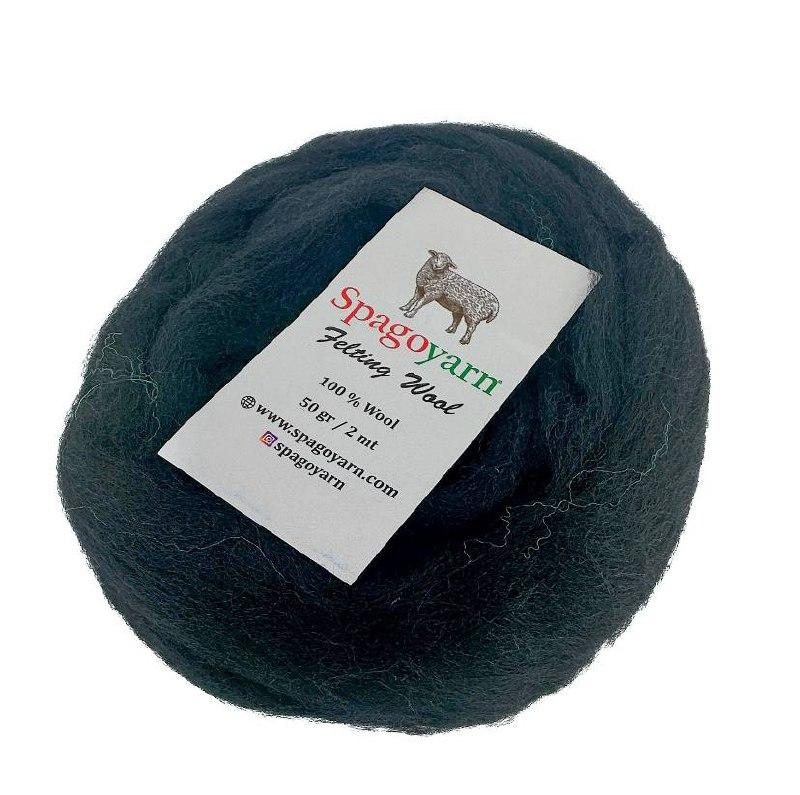 Spagoyarn FELT WOOL (Фелт Вул) № 87001 чорний (Пряжа 100% вовна, нитки для фелтинга), фото 1