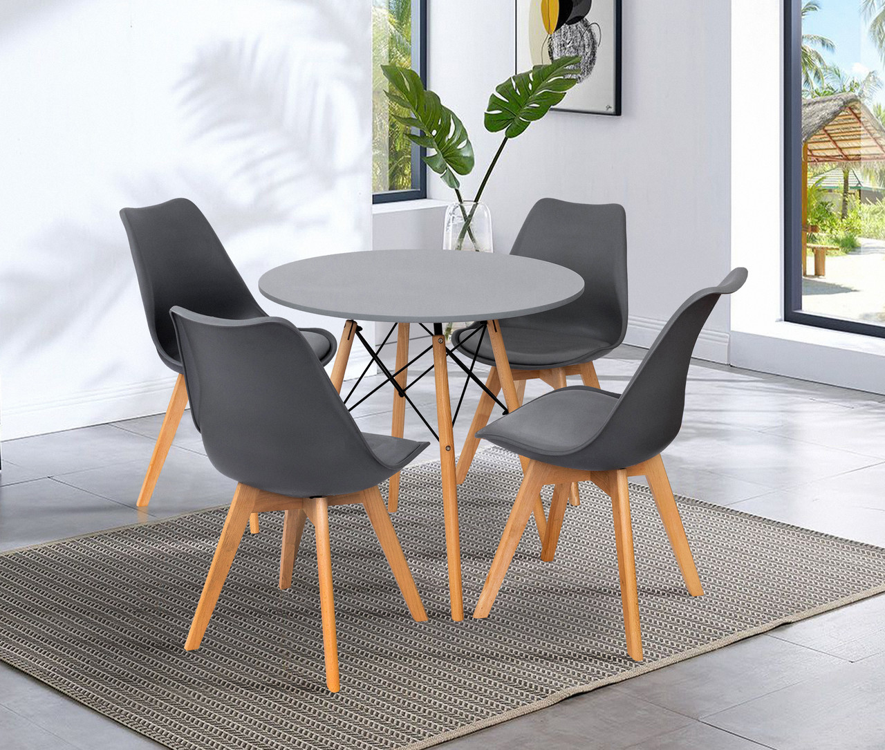 Стіл обідній круглий D800 в скандинавському стилі ЕТНА МДФ Мікс меблі, колір сірий