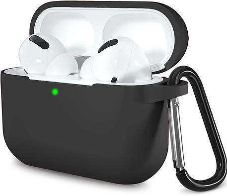 Чохол з Soft-Touch і мікрофіброю для Airpods Pro (+ карабін) Black, фото 1