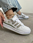 Жіночі кросівки кеди Adidas Forum Low 84 весна-осінь повсякденні (White Olive). Живе фото, фото 9