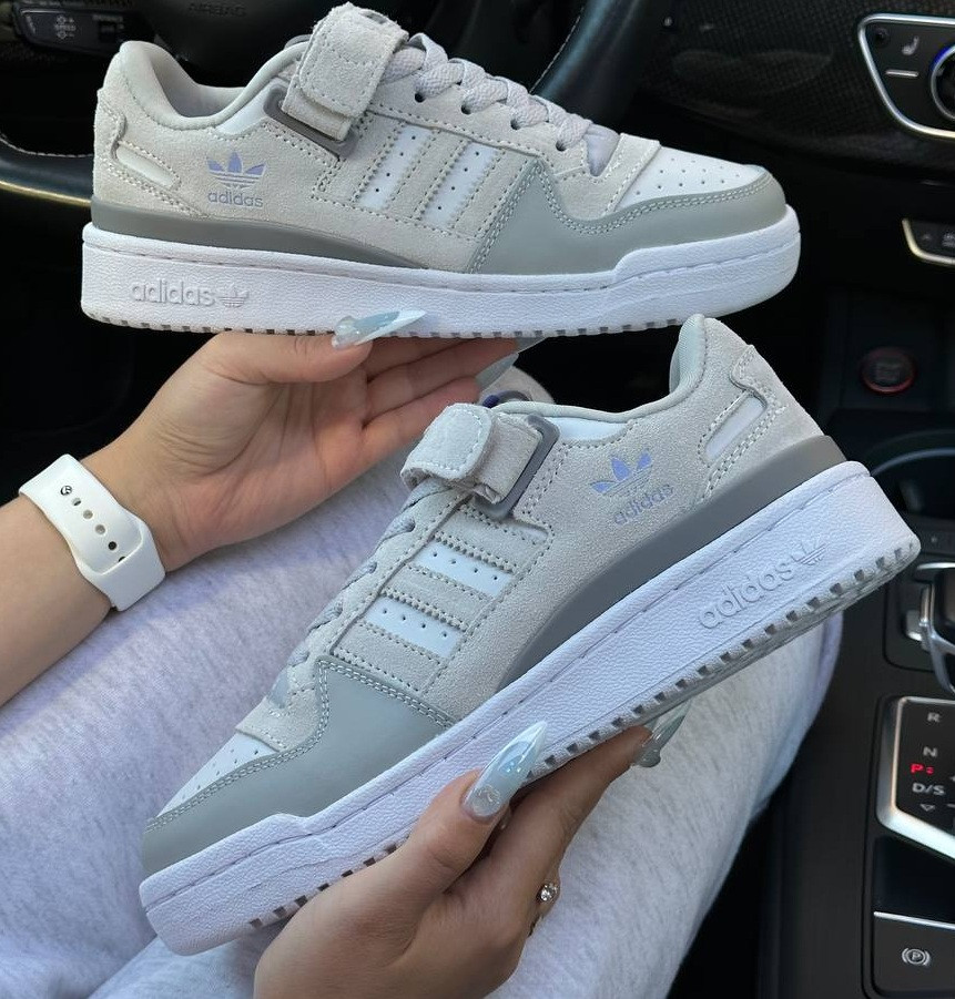 Жіночі кросівки кеди Adidas Forum Low 84 весна-осінь повсякденні (Grey Suede). Живе фото, фото 1