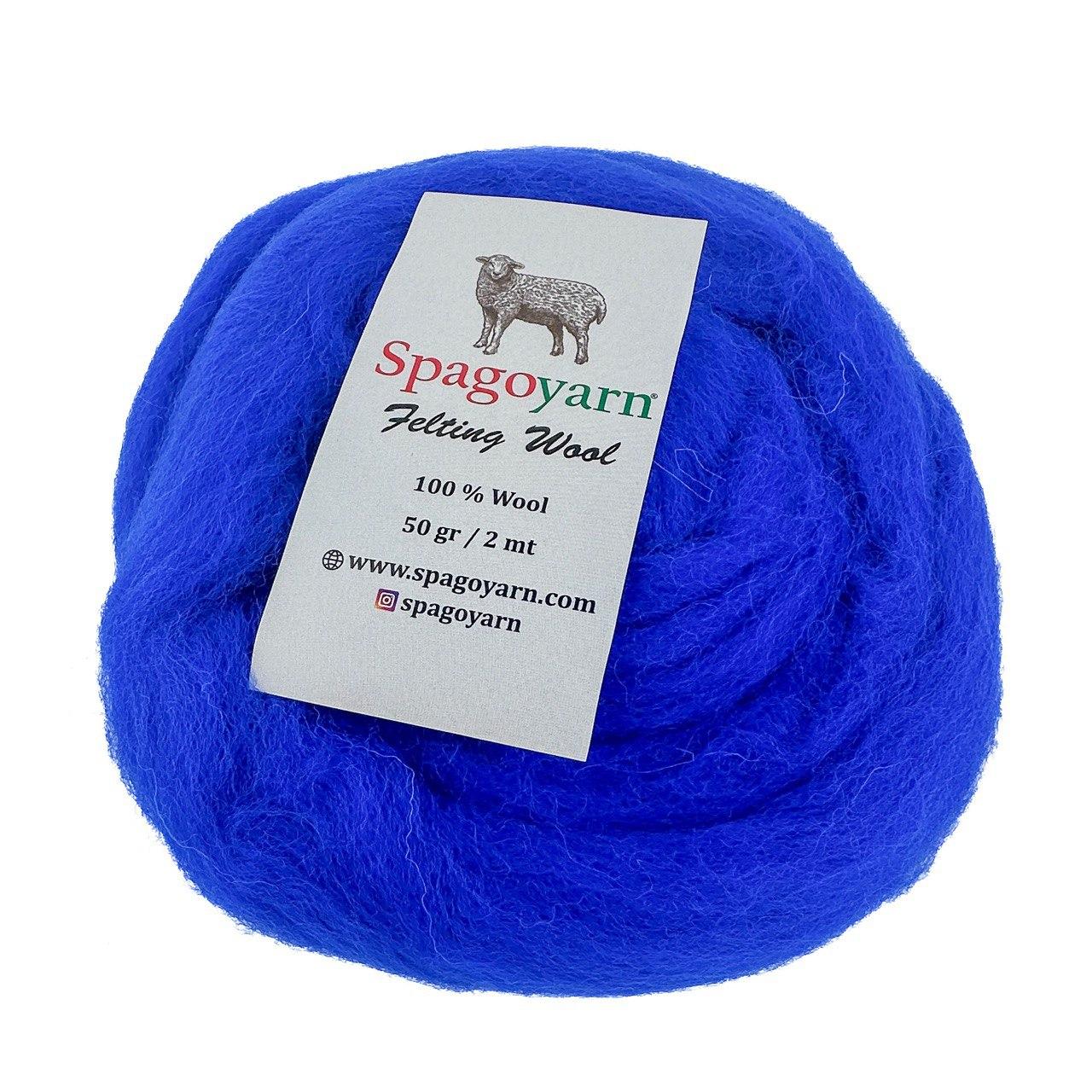 Spagoyarn FELT WOOL (Фелт Вул) № 87004 яскраво-синій (Пряжа 100% вовна, нитки для фелтинга), фото 1