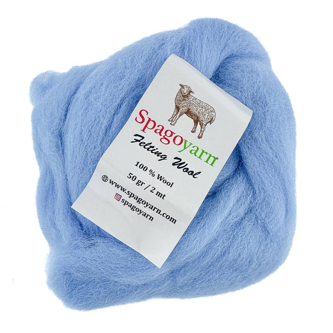 Spagoyarn FELT WOOL (Фелт Вул) № 87006 блакитний (Пряжа 100% вовна, нитки для фелтинга), фото 1
