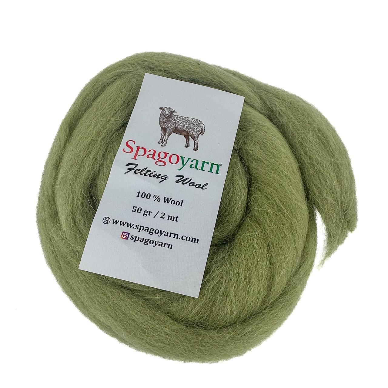 Spagoyarn FELT WOOL (Фелт Вул) № 87009 хакі (Пряжа 100% вовна, нитки для фелтинга), фото 1