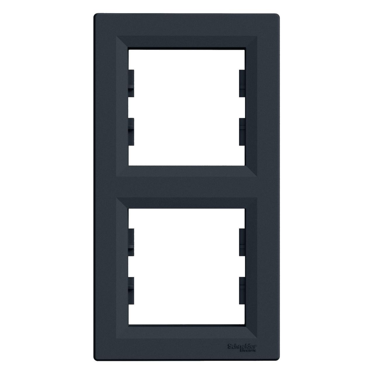 Подвійна рамка вертикальна Schneider Electric Asfora антрацит, фото 1