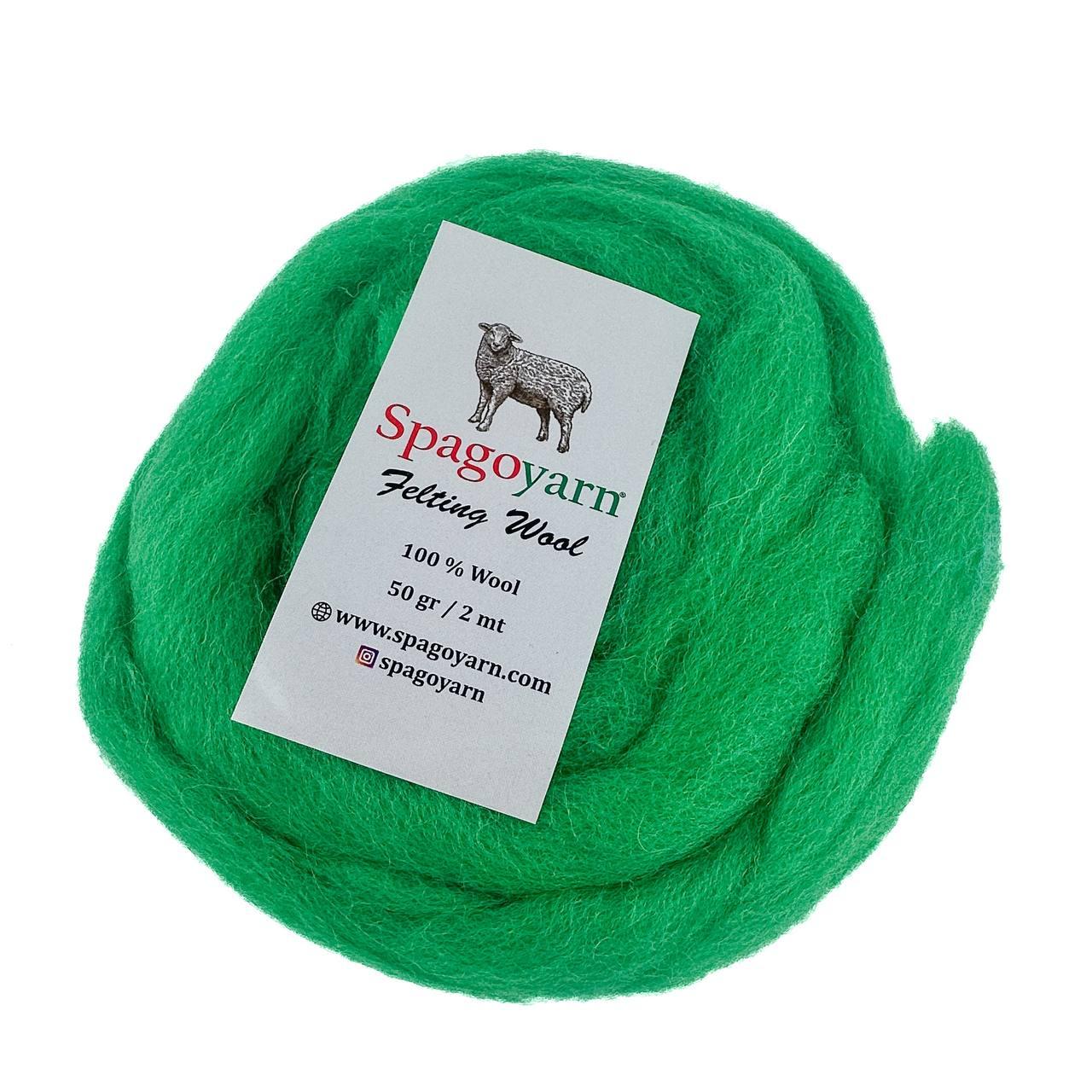 Spagoyarn FELT WOOL (Фелт Вул) № 87010 соковитий зелений (Пряжа 100% вовна, нитки для фелтинга), фото 1
