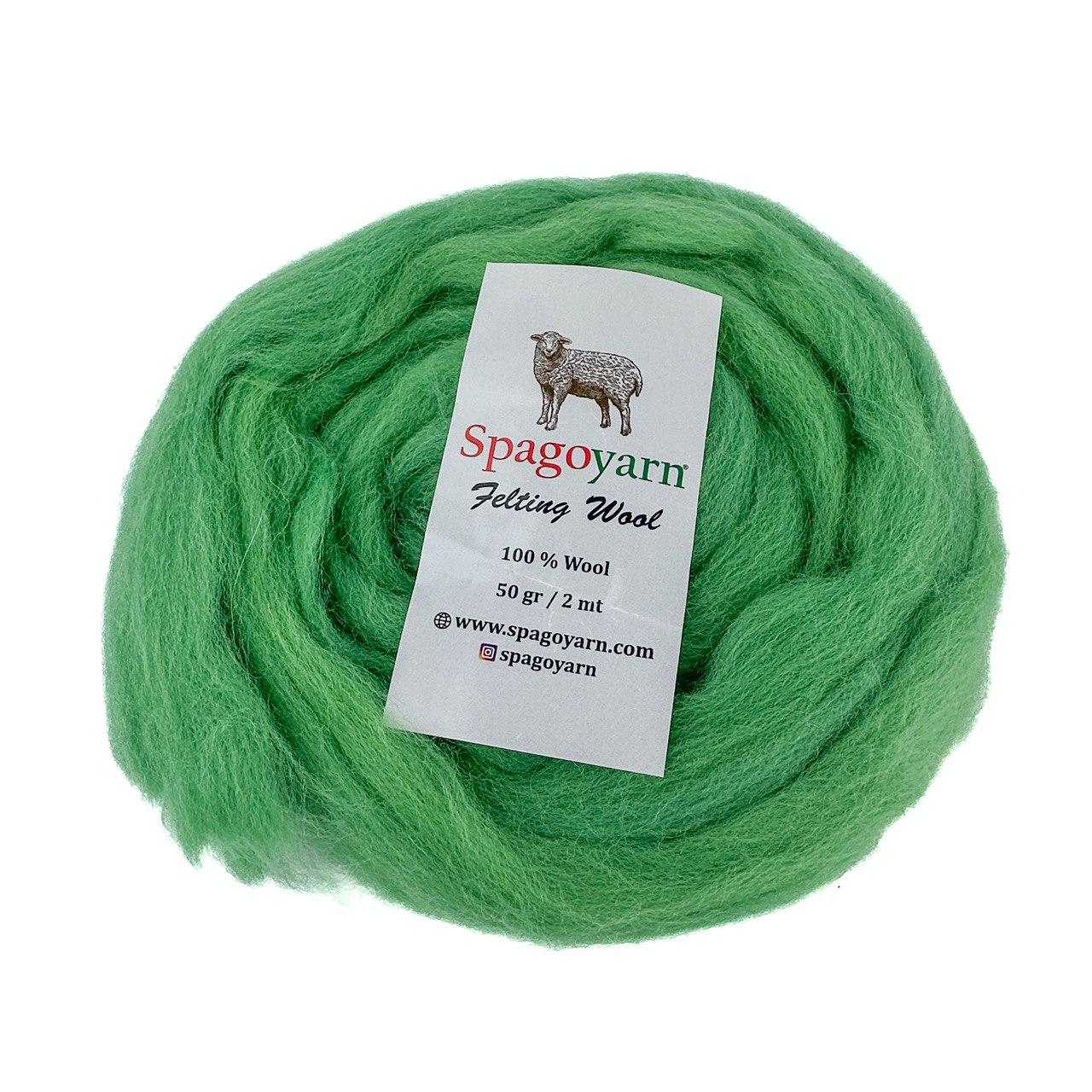 Spagoyarn FELT WOOL (Фелт Вул) № 87011 зелений (Пряжа 100% вовна, нитки для фелтинга), фото 1
