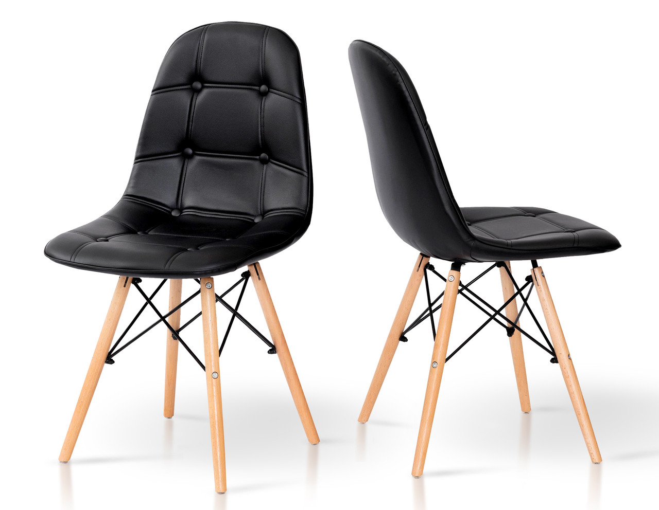 Стілець обідній з оббивкою з екошкіри ДЖАСТІН Мікс меблі, колір чорний