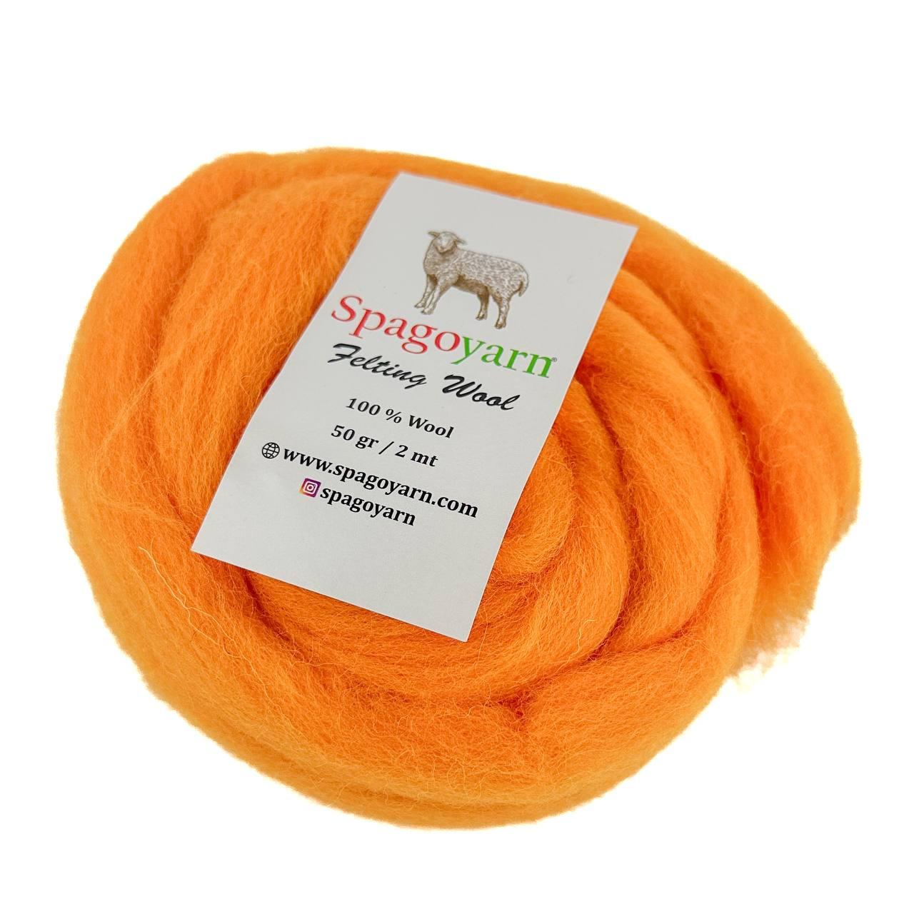 Spagoyarn FELT WOOL (Фелт Вул) № 87013 помаранчевий (Пряжа 100% вовна, нитки для фелтинга), фото 1