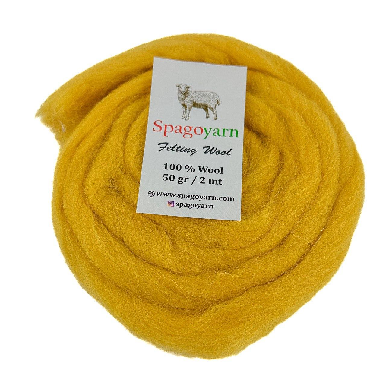 Spagoyarn FELT WOOL (Фелт Вул) № 87014 охра (Пряжа 100% вовна, нитки для фелтинга), фото 1
