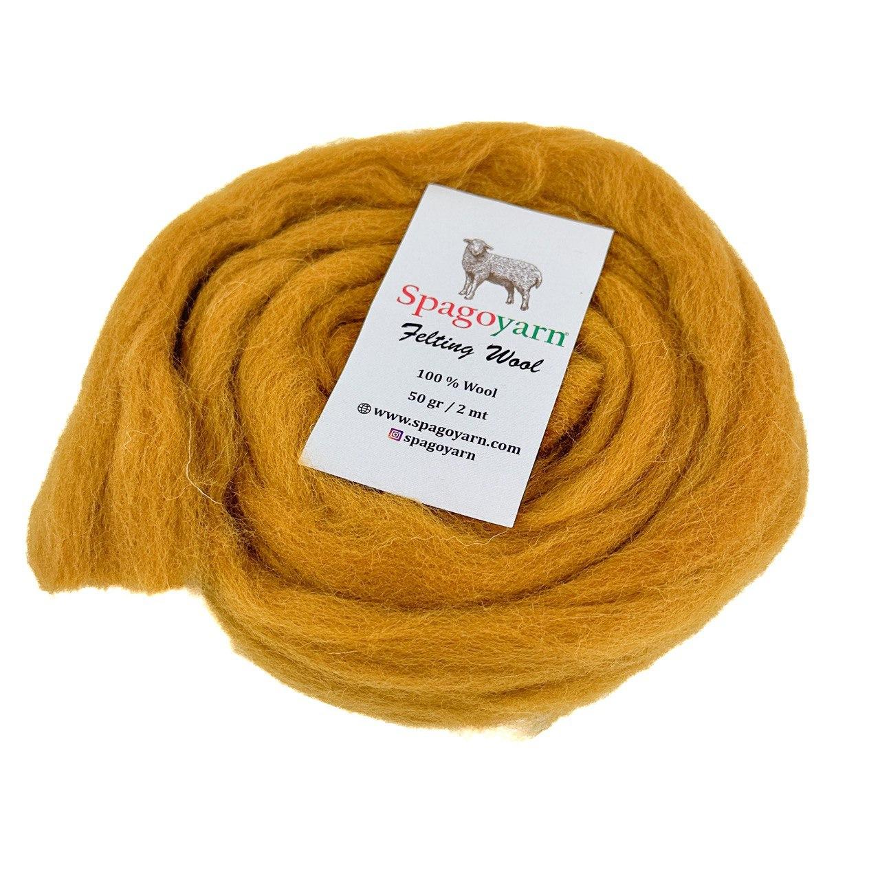 Spagoyarn FELT WOOL (Фелт Вул) № 87015 медовий (Пряжа 100% вовна, нитки для фелтинга), фото 1