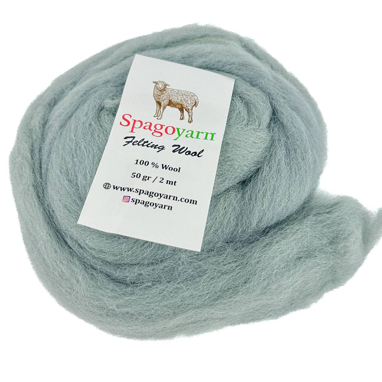 Spagoyarn FELT WOOL (Фелт Вул) № 87018 попелястий (Пряжа 100% вовна, нитки для фелтинга)