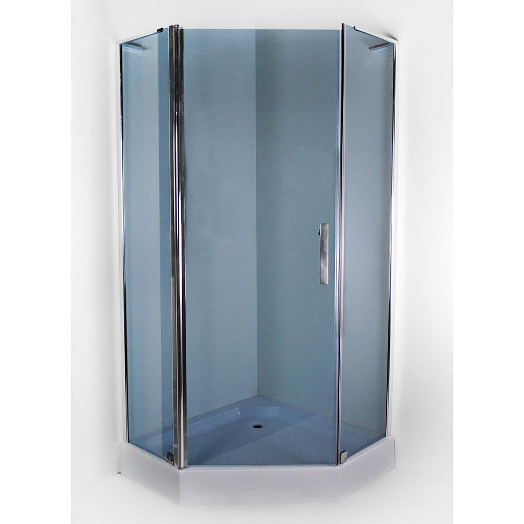 Душова кабіна 90*90*195 см п'ятикутна на низькому піддоні, скло сіре 6 мм VIVIA