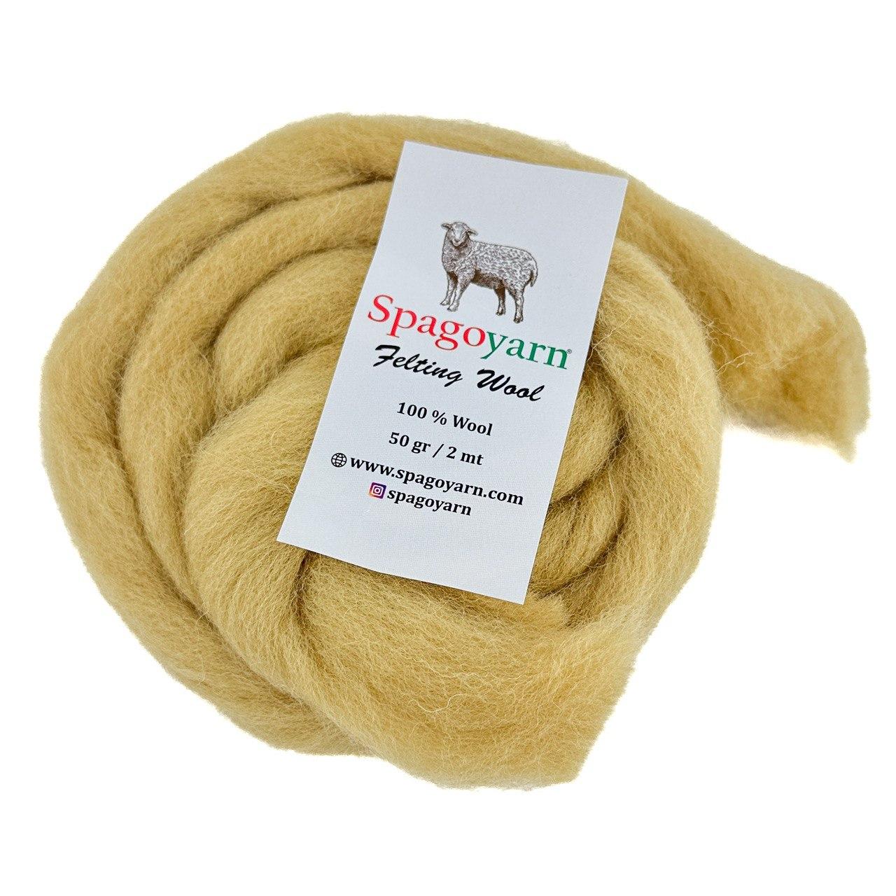 Spagoyarn FELT WOOL (Фелт Вул) № 87021 солом'яний (Пряжа 100% вовна, нитки для фелтинга), фото 1