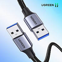Кабель UGREEN USB-A 3.0 Male to Male AM/AM Aluminum Case Braided Cable 1m (черный)