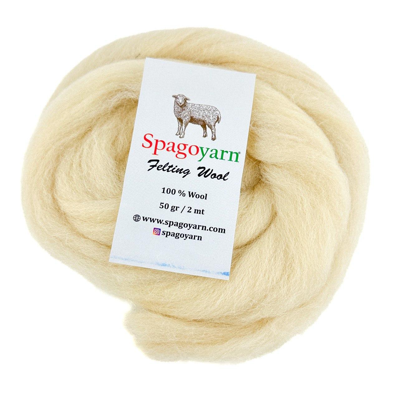 Spagoyarn FELT WOOL (Фелт Вул) № 87022 кремовий (Пряжа 100% вовна, нитки для фелтинга), фото 1