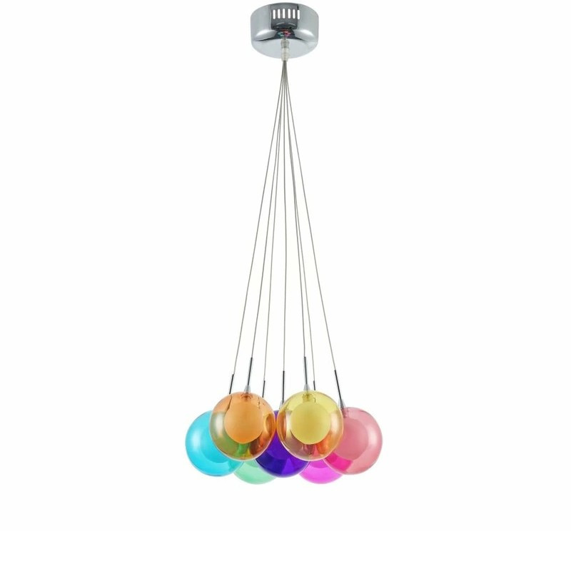 Люстра-підвіс декоративна 7 різнокольорових скляних плафонів кульок G4 30х110 см см
