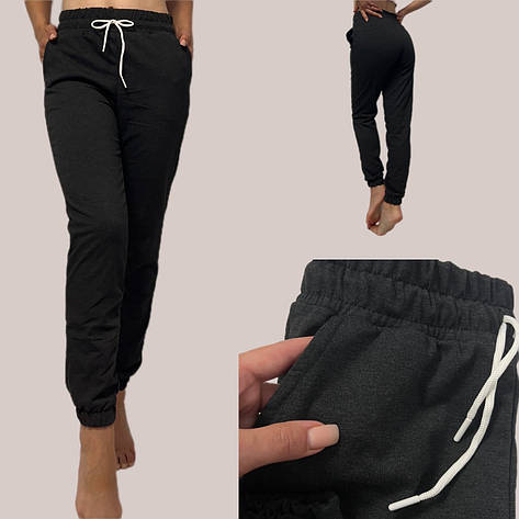 Стильні трикотажні штани, No 160 темно-сірий, фото 2