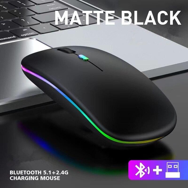 Бездротова мишка Magic RGB підсвічування USB зарядка безшумна з вбудованим акумулятором Bluetooth+2.4G