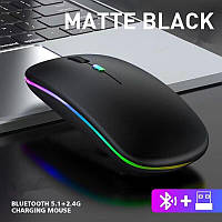 Бездротова мишка Magic RGB підсвічування USB зарядка безшумна з вбудованим акумулятором Bluetooth+2.4G