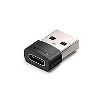 Адаптер Vention USB 2.0 Male to USB-C Female Adapter Black PVC Type (CDWB0)