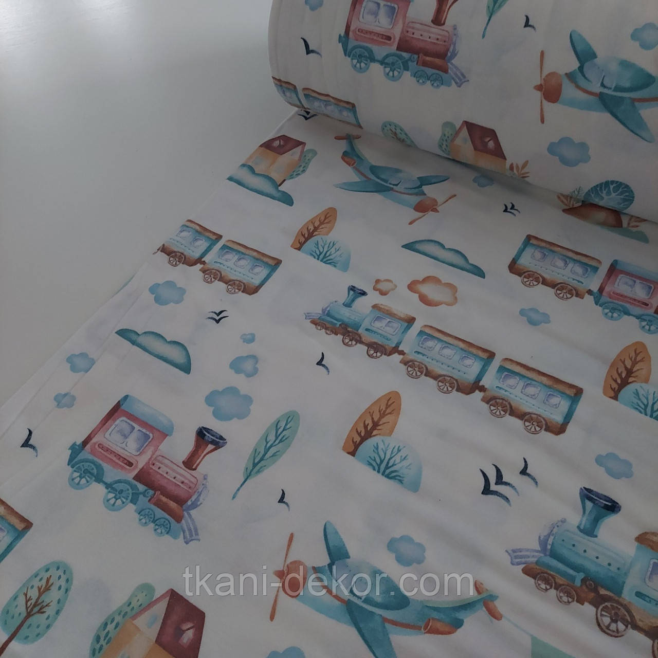 Фланель Паровози і літаки, фото 1