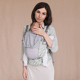 Ерго рюкзак ONE з народження і до 2-х років для малюків вагою до 15 кг Лемонграс Love&Carry Зелена зебра