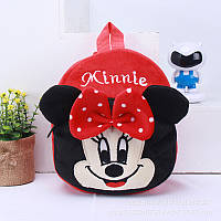 Рюкзачок для садка. Дитячий плюшевий рюкзак для дівчинки Міні Маус / Minniе Mouse
