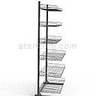 Кошик HAMPER-25 750х250х80-60мм, вузький, чорна. Збірний торговий стелаж із кошиків. Сітчастий стенд для продажу у магазин, фото 8