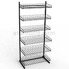 Кошик HAMPER-25 750х250х80-60мм, вузький, чорна. Збірний торговий стелаж із кошиків. Сітчастий стенд для продажу у магазин, фото 7