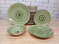 Сервиз столовый TULU Spiral DN24-SPIRAL-GREEN 24 предмета сервировочная посуда