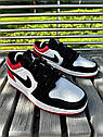 Чоловічі кросівки Nike Air Jordan 1 low (black/white/red) ||, фото 2