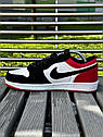 Чоловічі кросівки Nike Air Jordan 1 low (black/white/red) ||, фото 3