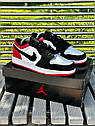 Чоловічі кросівки Nike Air Jordan 1 low (black/white/red) ||, фото 5