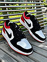 Чоловічі кросівки Nike Air Jordan 1 low (black/white/red) ||, фото 4